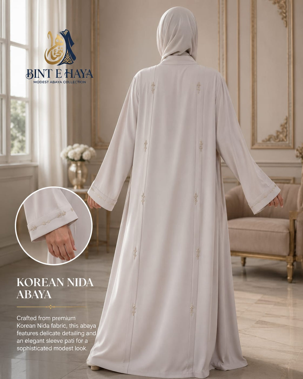 Premium Korean Nida Abaya with Stone Work | Bint e Haya
