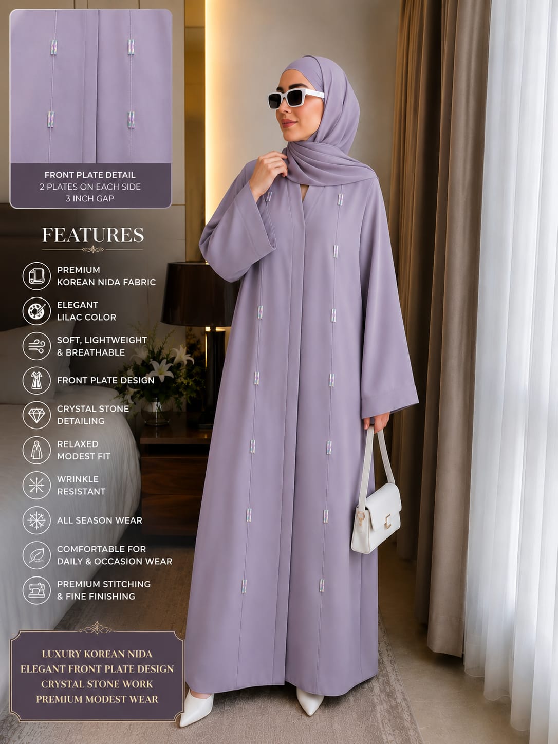 Premium Korean Nida Lilac Pintex Stone Work