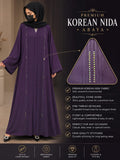 Luxury Korean Nida Stone Line Open Front Abaya – Premium Modest Wear | Plum Purple ( BURKHA )
