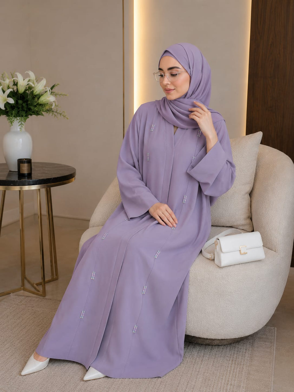 Premium Korean Nida Lilac Pintex Stone Work